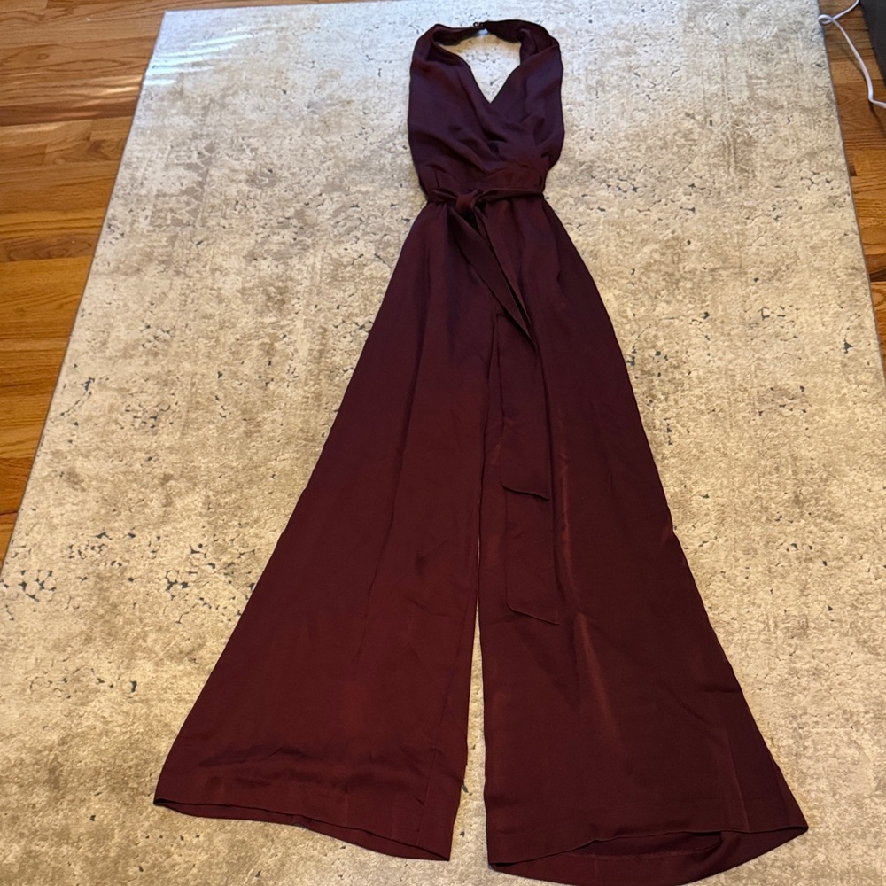 Nine West Chic Burgundy Halter Jumpsuit - Size M